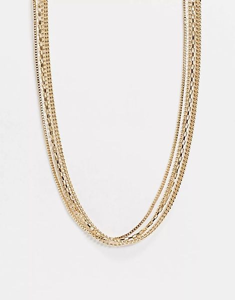 Accessorize – Mehrreihige Halskette in Gold-Goldfarben günstig online kaufen