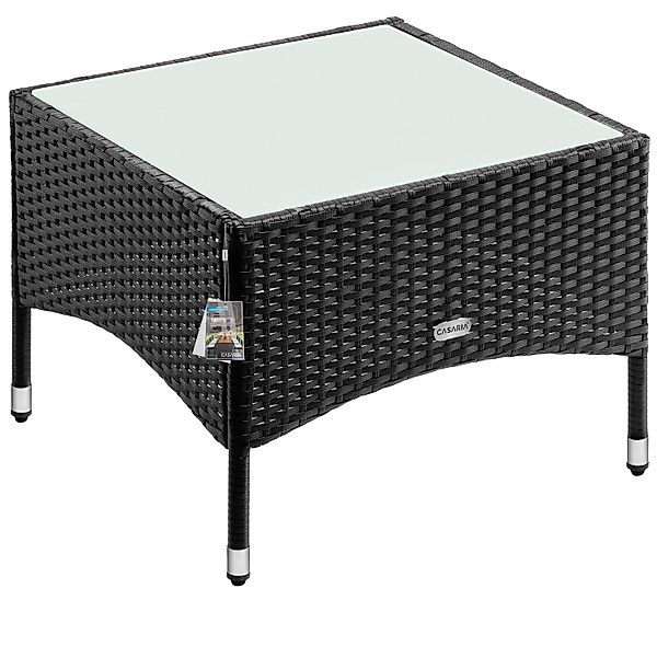 Casaria Beistelltisch, Polyrattan 58x58x42cm Höhenverstellbar 5mm günstig online kaufen