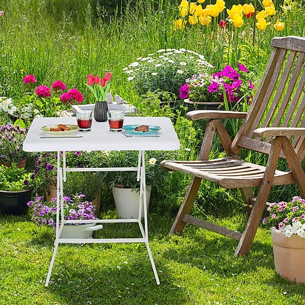 relaxdays Gartentisch in Holzoptik, Schwarz günstig online kaufen