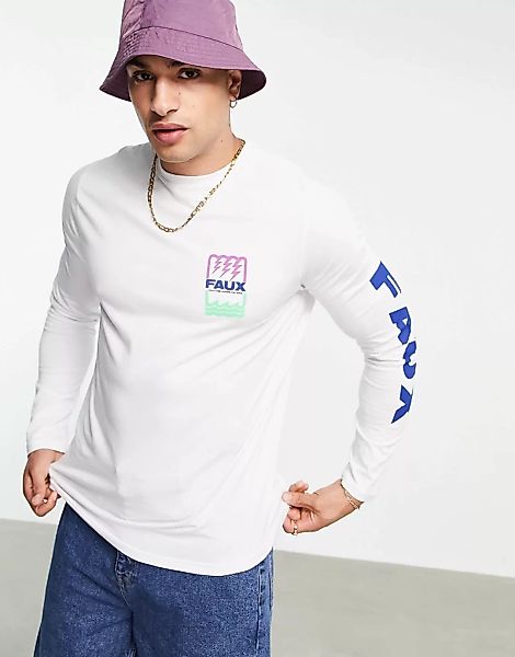 Friend Or Faux – ElectroStatic – Langärmliges Shirt in Weiß günstig online kaufen