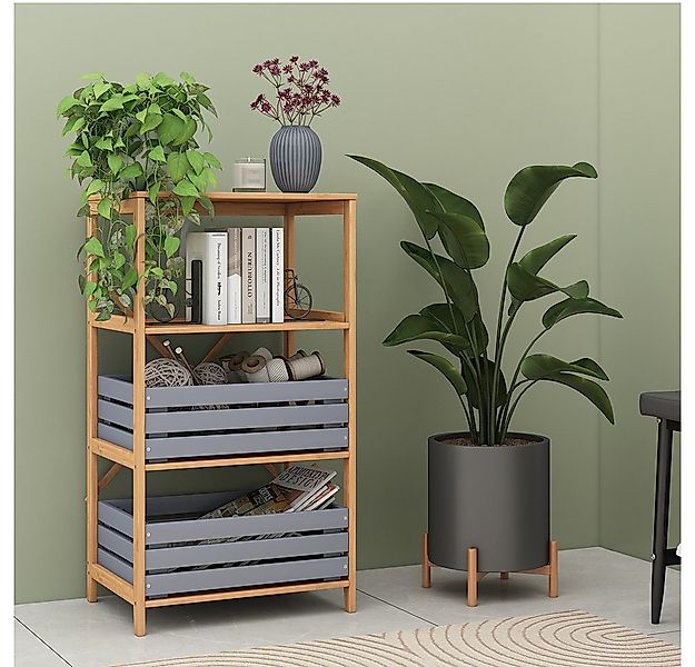 Vicco Bücherregal Novaro, Bambus, 48.3 x 87.9 cm mit 4 offenen Fächern, 1-t günstig online kaufen