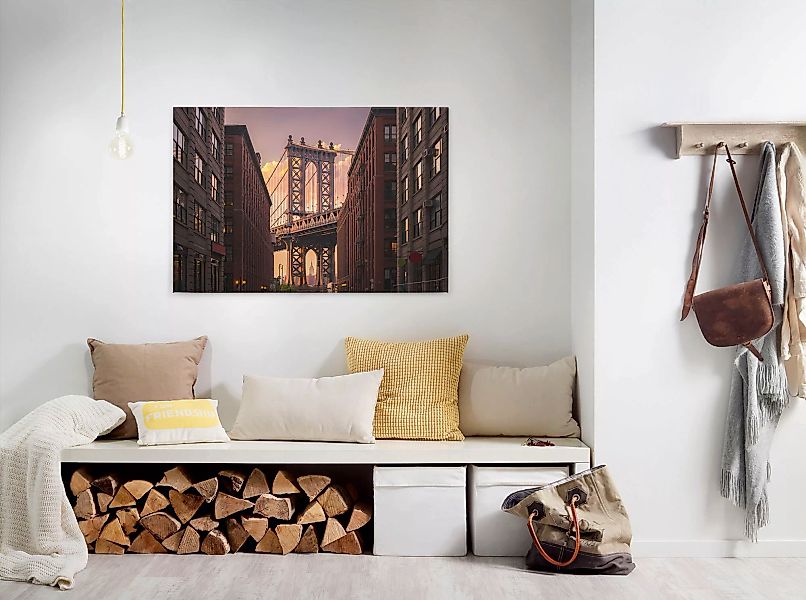 Bricoflor New York Leinwand Braun Und Lila Wandbild Mit Sonnenuntergang An günstig online kaufen