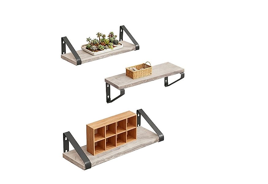 relaxdays Wandregal im Set 3 Größe, 3-tlg., Greige günstig online kaufen