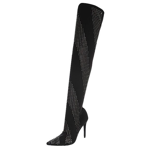 Ital-Design Elegante Overknee-Stiefel mit Glitzer-Details für Damen Overkne günstig online kaufen