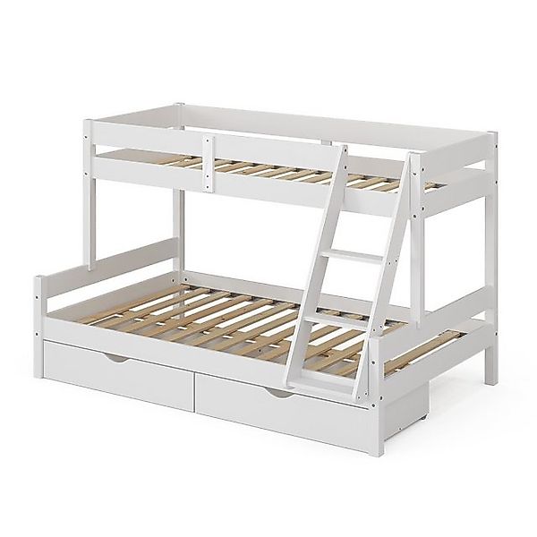 VitaliSpa® Etagenbett Everest, Weiß, 120x200 / 80x200 cm mit Schubladen (mi günstig online kaufen