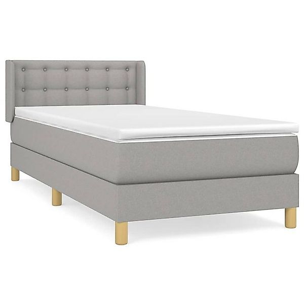 vidaXL Boxspringbett, Boxbett mit Matratze Hellgrau 90x200 cm Stoff günstig online kaufen