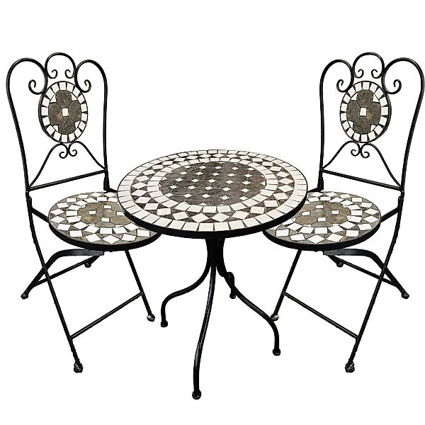 Moawo 3tlg Mosaik Sitzgruppe Gartengarnitur Bistrogarnitur Gartenmöbel günstig online kaufen
