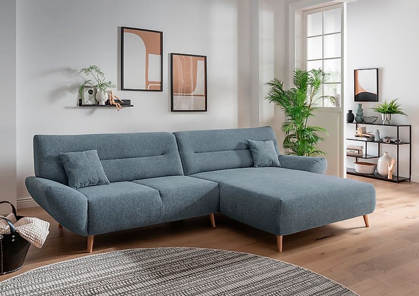 INOSIGN Ecksofa »Drago, elegant und zeitlos, komfortabel, Holzfuß, L-Form«, günstig online kaufen