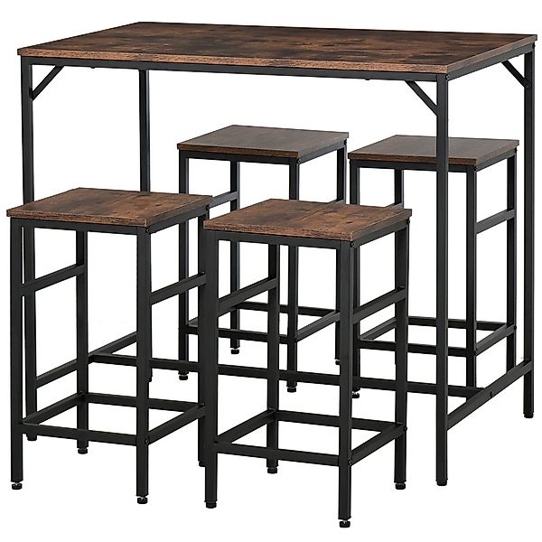 HOMCOM Bartisch Bartisch-Set mit 4 Barhockern günstig online kaufen