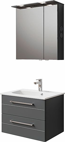Saphir Badmöbel-Set "Serie 6025 2-teilig Mineralmarmor-Waschtisch mit LED-S günstig online kaufen