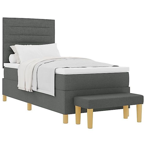 vidaXL Bett Boxspringbett mit Matratze & Bank Dunkelgrau 100x200 cm Stoff ( günstig online kaufen