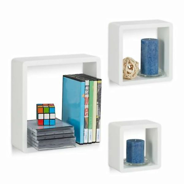 relaxdays Wandregal Cubes 3-teiliges Set weiß günstig online kaufen