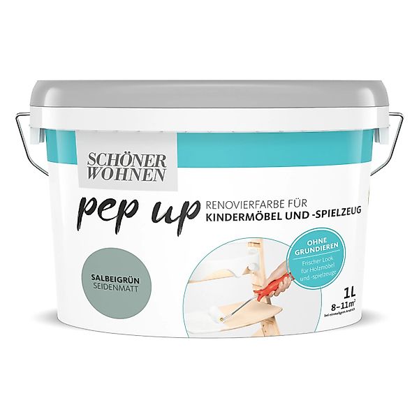 Schöner Wohnen Renovierfarbe Pep Up für Kindermöbel und Spielzeug Salbeigrü günstig online kaufen