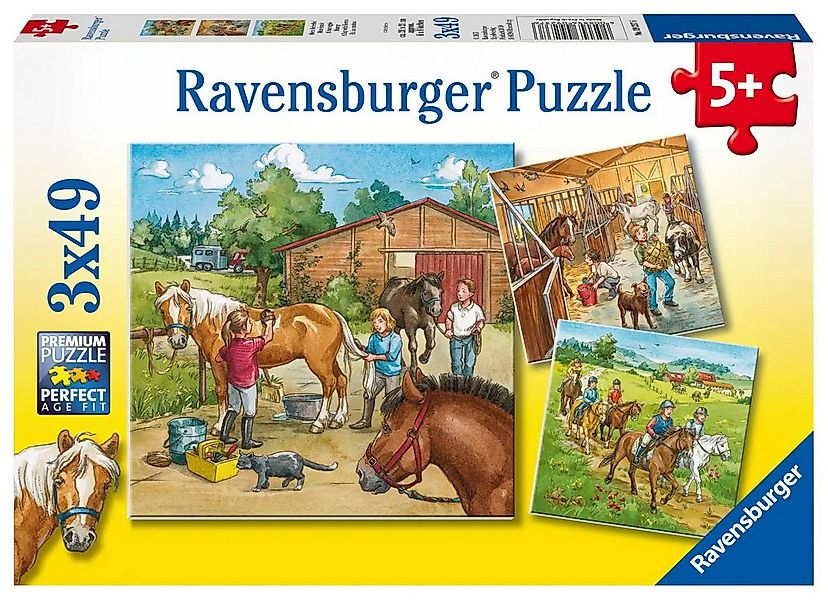 Ravensburger Puzzle Mein Reiterhof. Puzzle (3 x 49 Teile), 49 Puzzleteile günstig online kaufen