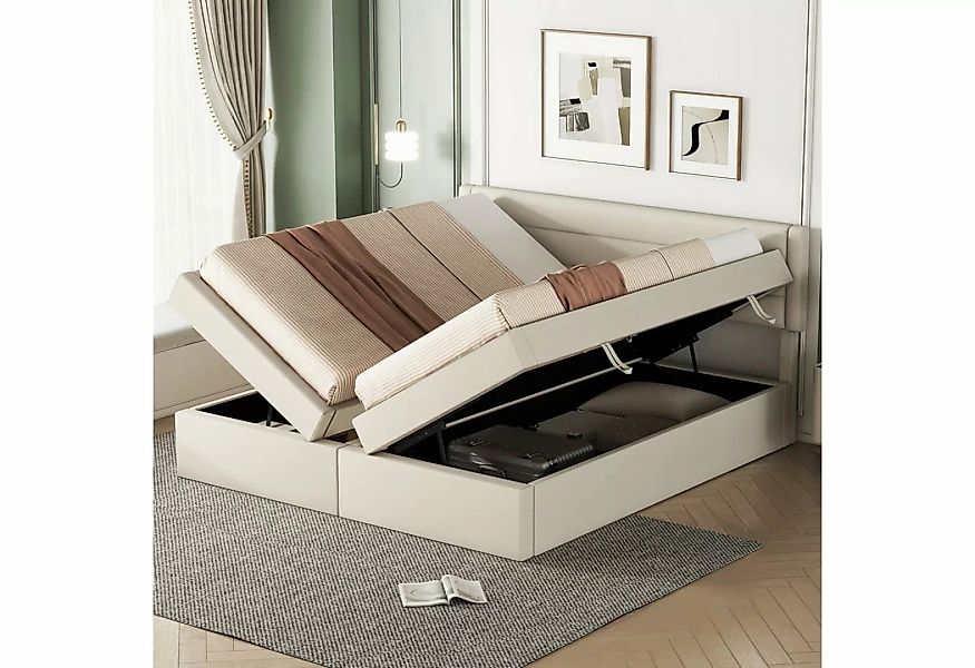 Ulife Polsterbett Doppelbett Flaches Bett großer Stauraum 180*200cm, Bett k günstig online kaufen