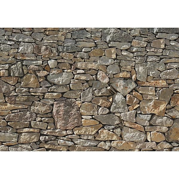 KOMAR Papier Fototapete - Stone Wall - Größe 368 x 254 cm mehrfarbig günstig online kaufen