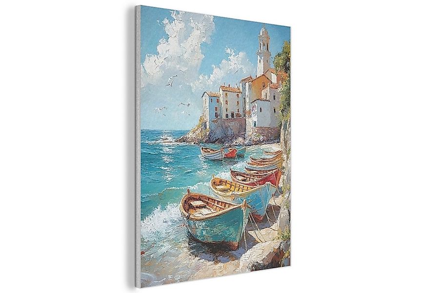 MuchoWow Gemälde Boote - Felsen - Meer - Sonne, Fotodruck (1 St), Akustikpa günstig online kaufen