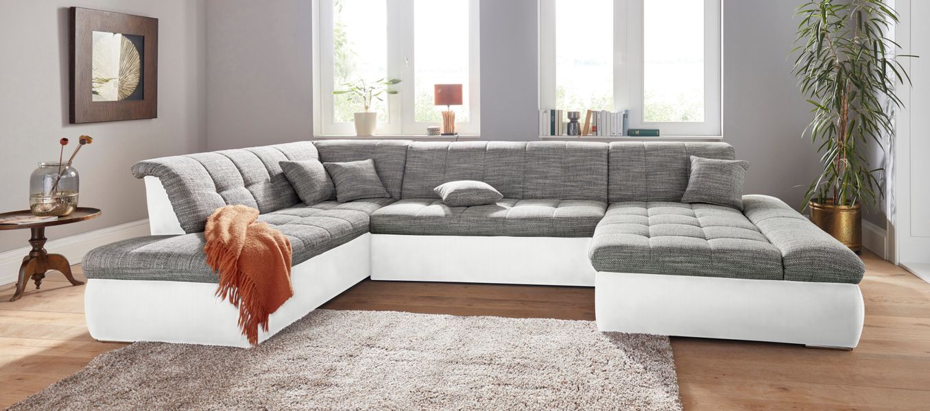 DOMO collection Wohnlandschaft "Moric Luxus incl. Zierkissen" U-Form, bis 1 günstig online kaufen