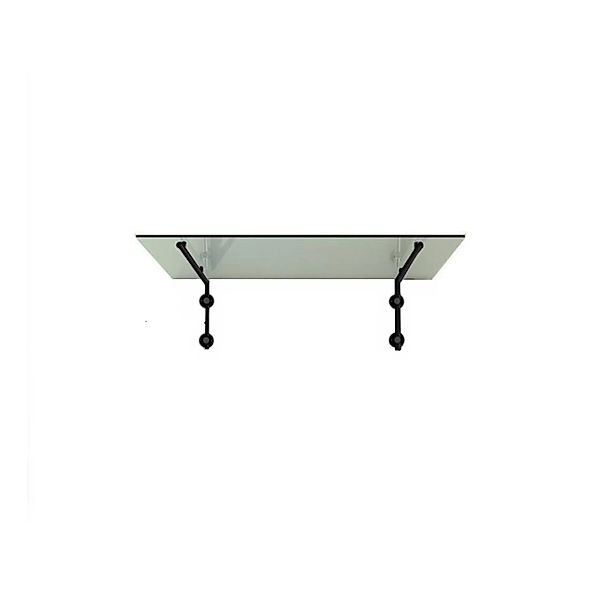 Glaszentrum Hagen L 130x90 cm Glasvordach inkl. Halter Schwarz Klarglas günstig online kaufen