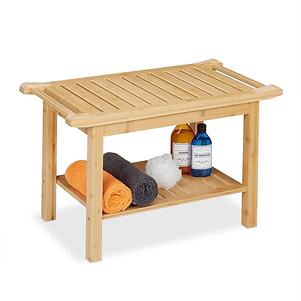relaxdays Badhocker aus Bambus mit Griffe günstig online kaufen