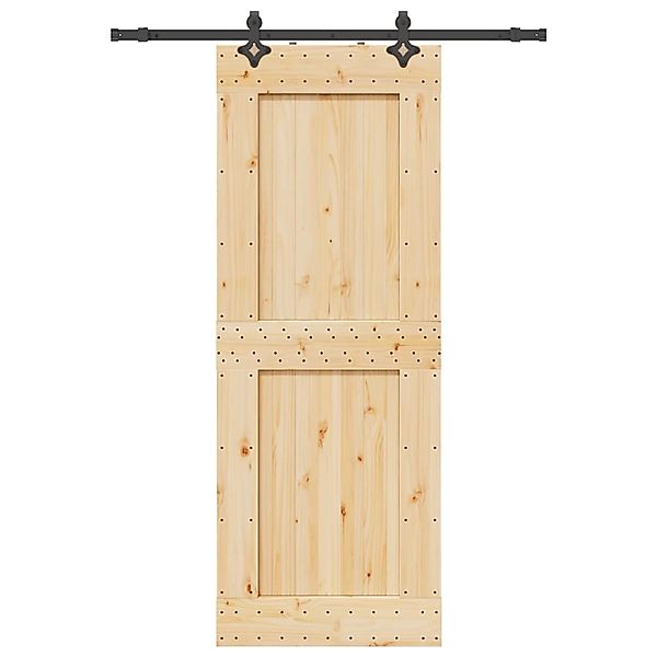 vidaXL Schiebetür mit Beschlag 85x210 cm Massivholz Kiefer 3332726 günstig online kaufen
