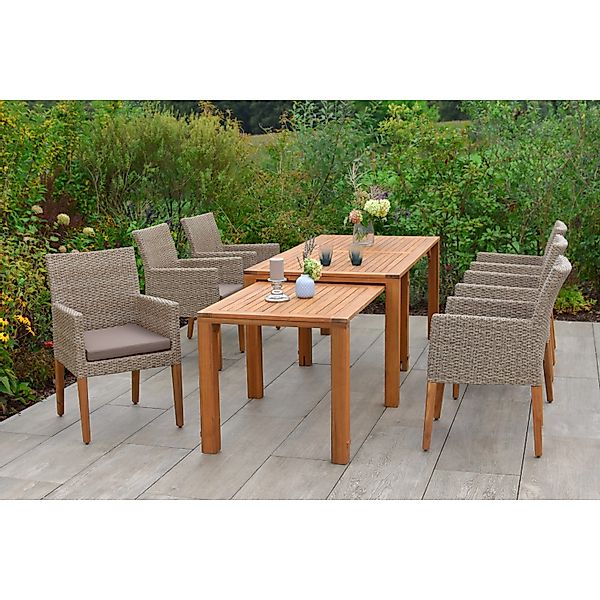 Merxx Ranzano Set 7-tlg. 6 Sessel Flex-Gartentisch Ausziehbar günstig online kaufen