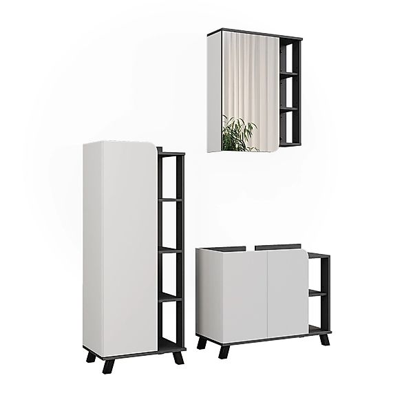 Vicco Badmöbel-Set Karen Anthrazit/Weiß 3 Teile günstig online kaufen