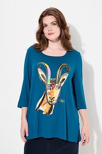 Ulla Popken T-Shirt Shirt Katzenmotiv A-Linie Carree-Ausschnitt günstig online kaufen