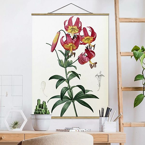 Stoffbild Blumen mit Posterleisten - Hochformat Pierre Joseph Redouté - Tür günstig online kaufen