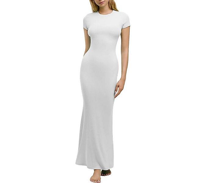 cfab by creamy fabrics Jerseykleid Ribbed T-Shirt Maxikleid-Snow White-2XL günstig online kaufen