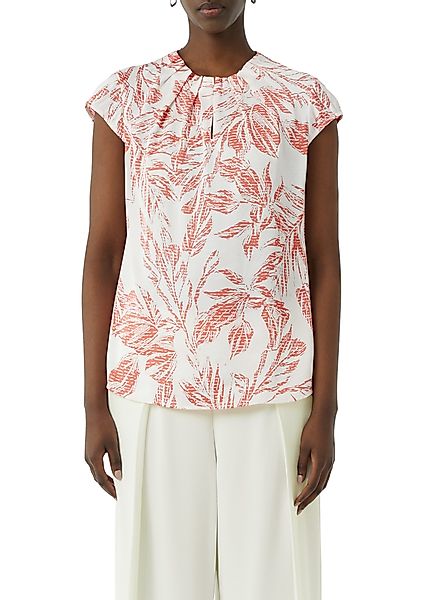 Comma Kurzarmbluse mit All-Over Print und günstig online kaufen