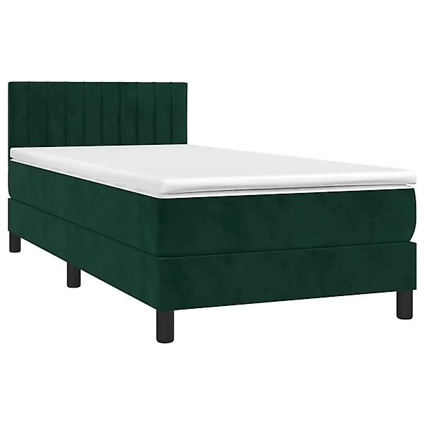 vidaXL Boxspringbett mit Matratze & LED Dunkelgrün 90x200 cm Samt 3134504 günstig online kaufen