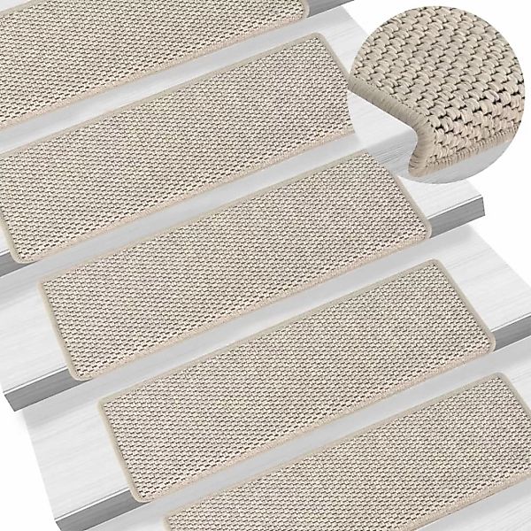 Treppenmatten Selbstklebend Sisal-optik 15 Stk. 65x25cm Silbern günstig online kaufen