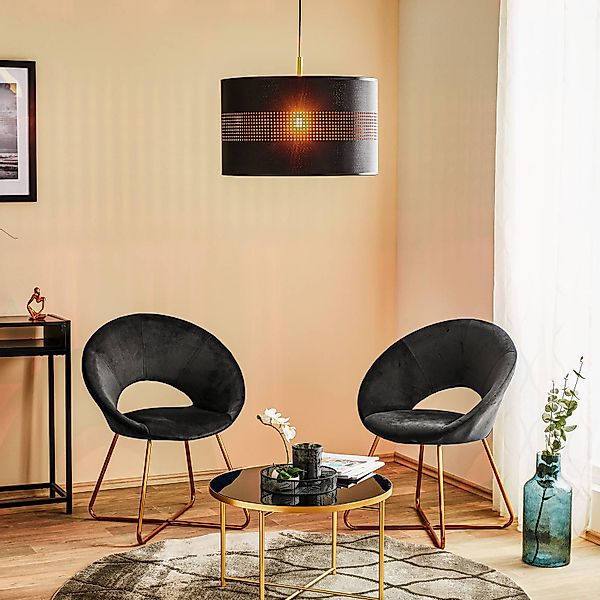 Hängeleuchte Tago, einflammig, schwarz/gold günstig online kaufen