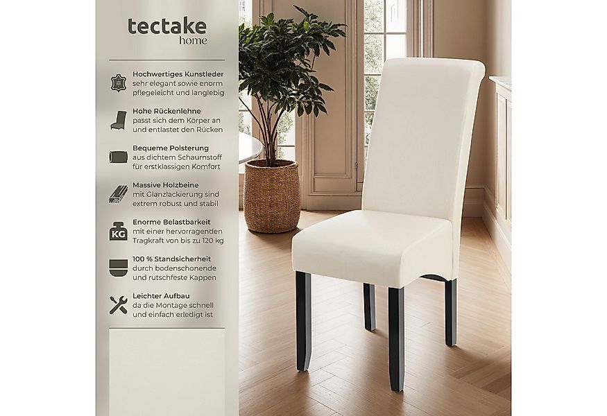 tectake Esszimmerstuhl Küchenstuhl, ergonomisch, massives Hartholz (Set, 4 günstig online kaufen