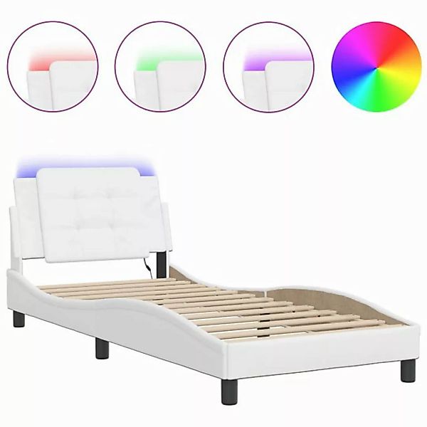 vidaXL Bett Bettgestell mit Kopfteil Grau 100x200 cm Kunstleder günstig online kaufen