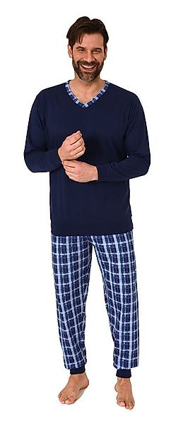 Normann Pyjama Normann Herren Schlafanzug mit Bündchen und karierter Jersey günstig online kaufen