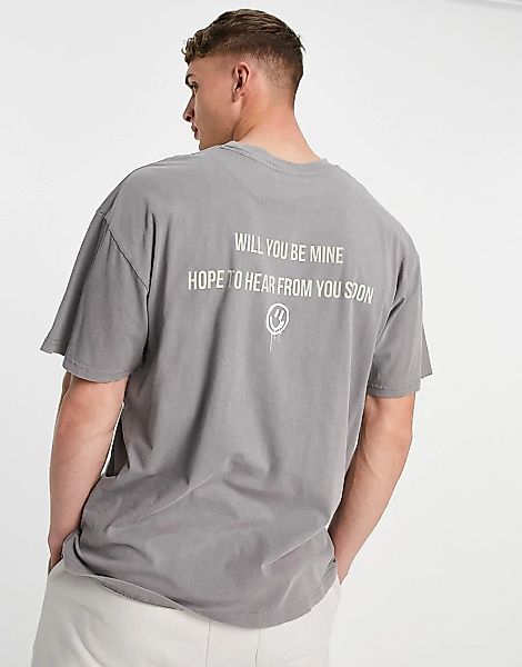 Night Addict – T-Shirt in Grau mit Logoprint günstig online kaufen