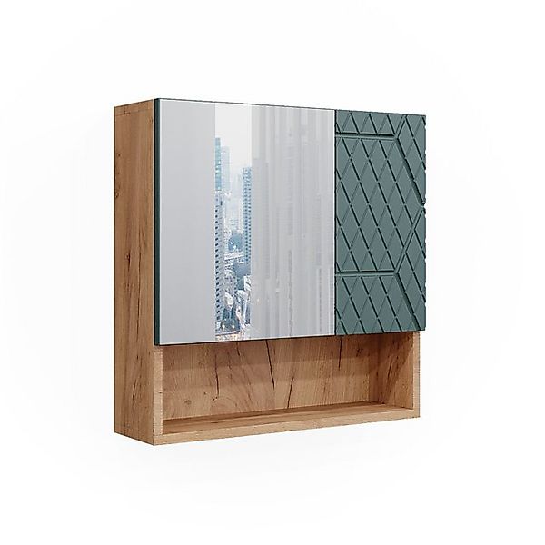 Vicco Badspiegelschrank Irma Goldkraft Eiche/Grün 54 x 55 cm günstig online kaufen