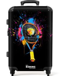 NoBoringSuitcases.com© Hartschalen-Trolley Bunter Tennisschläger mit Ball günstig online kaufen