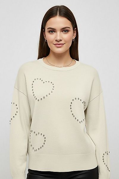 ONLY Rundhalspullover ONLBEE LS HEART BLING O-NECK CC KNT mit Glitzersteine günstig online kaufen