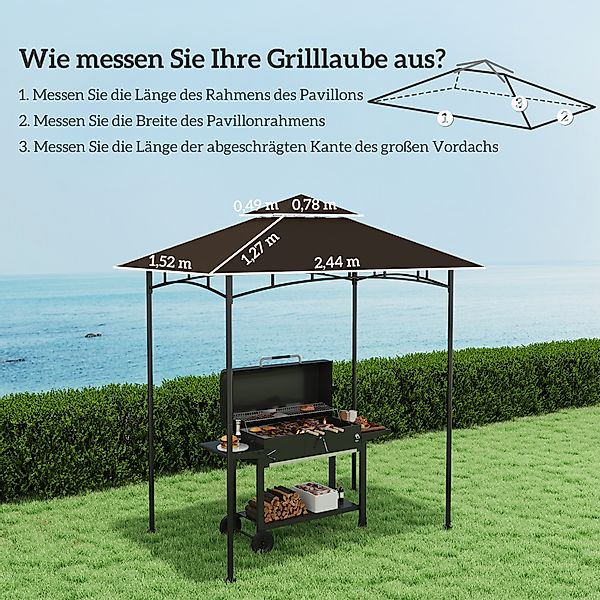 Outsunny Ersatzdach für Grillpavillon 1,5 m x 2,4 m nur Ersatzdach, doppels günstig online kaufen