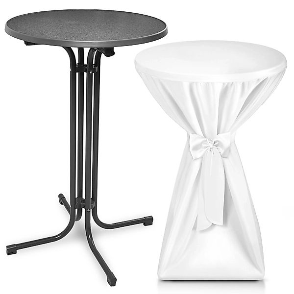 Beautissu Bellini Stehtisch Ø 70cm Grau mit Premium Stehtischhusse Ø 70cm W günstig online kaufen