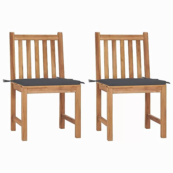 Gartenstühle 2 Stk. Mit Kissen Massivholz Teak günstig online kaufen