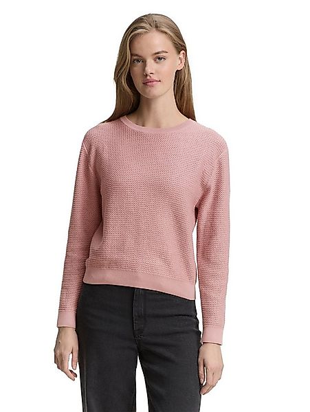 TOM TAILOR Denim V-Ausschnitt-Pullover mit Rippbündchen günstig online kaufen