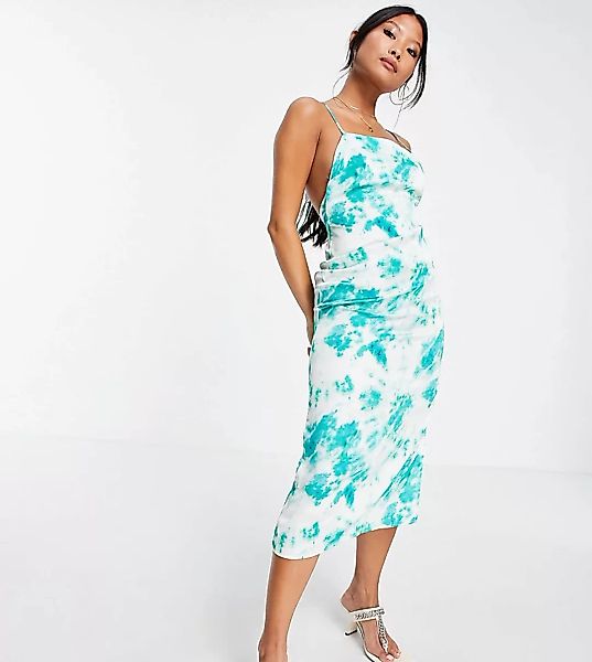 Topshop Petite – Kleid mit Wolkenmuster und Batikmuster, Kombiteil-Blau günstig online kaufen