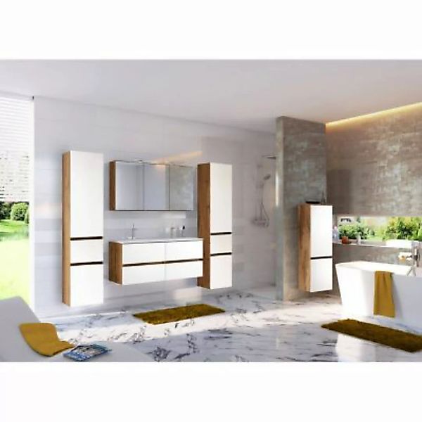 Lomadox Badezimmermöbel Komplett Set LOUROSA-03 in Wotaneiche Nb. mit matt günstig online kaufen