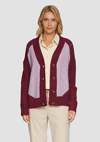 s.Oliver Cardigan Strickjacke Oversized Wollmix-Strickjacke mit Argyle-Must günstig online kaufen