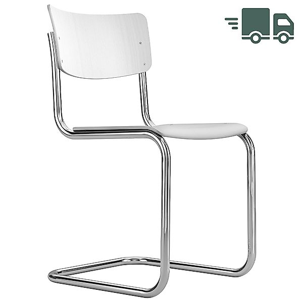 THONET S 43 | Buche weiß lasiert | Stahlrohr-Freischwinger | Gestell verchr günstig online kaufen