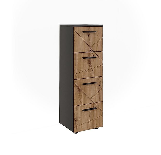 Vicco Midischrank Irma, Anthrazit/Artisan, 30 x 95 cm mit 4 Schubladen günstig online kaufen